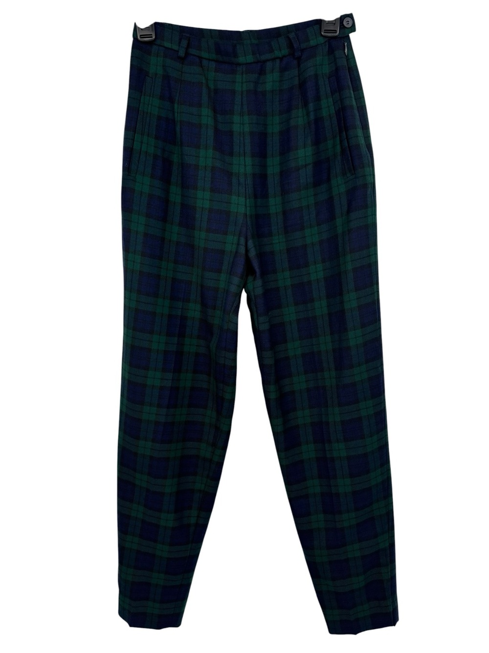Vintage Pendleton Green Blue Plaid Pure Wool Tapered Pant Trousers 6p